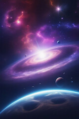 Obraz premium Galaxy, Nebula, Milkywave, blue and pink background