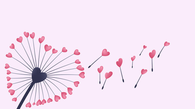 Red hearts floating from flower. Romance, Valentine's Day, and love