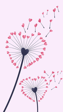 Small hearts flying from flower in the air. Love concept