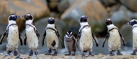 African penguin in many postures