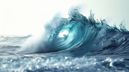 Massive Blue Wave in Ocean - obrazy, fototapety, plakaty