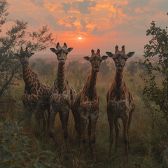 giraffes in the savannah