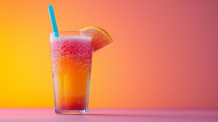 Refreshing Orange Juice With Straw