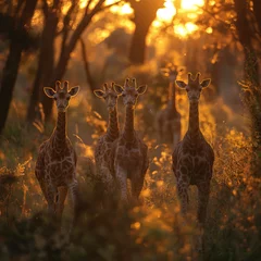 Gordijnen giraffes in the forest © bao