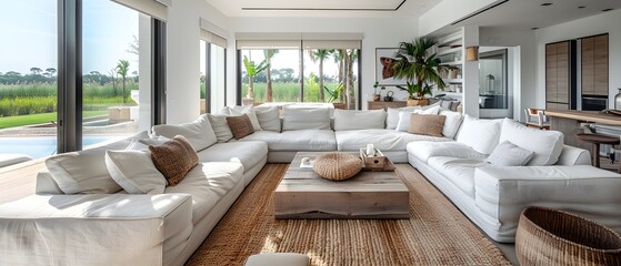 Beachfront Comfort: Stylish Living Room in Coastal Home
