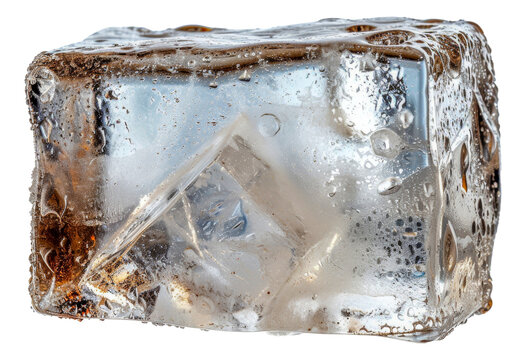 A large ice cube with a clear surface - stock png.