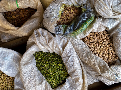 dry beans on sacks