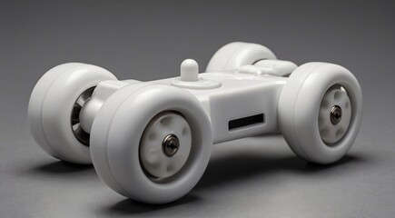 White fidgetr with four wheels, perfect for fidgeting and stress relief.

 - obrazy, fototapety, plakaty
