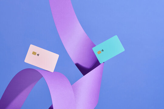 Strip wave paper and levitating template mockup bank credit card