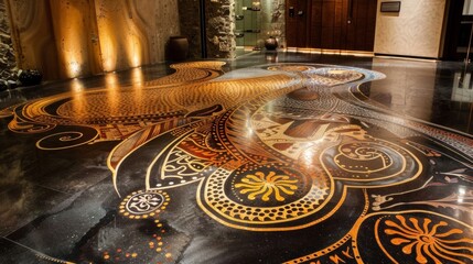 In the lobby of a luxury hotel guests are greeted with a mesmerizing display of intricate designs on the floor created by the heat of their footsteps on these temperature reactive .