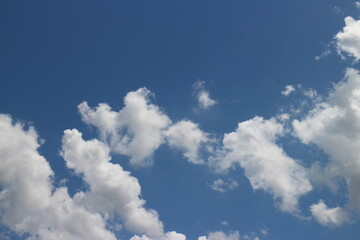 Blue sky with white cloud. Blue background. The summer sky is colorful clearing day and beautiful nature in the morning. for backdrop decorative and wallpaper design. The perfect sky background.