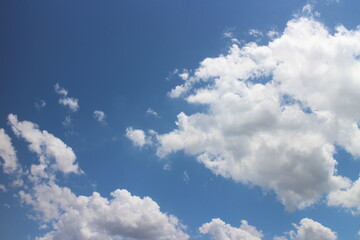 Blue sky with white cloud. Blue background. The summer sky is colorful clearing day and beautiful...