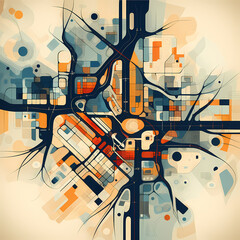 Abstract representation of a city map.