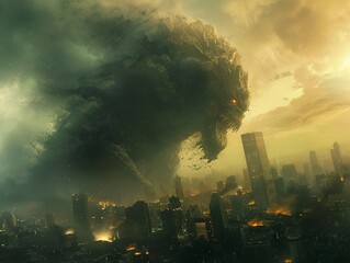 Giant Monster Destruction of a cityscape