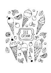 hand drawn doodle icons ice cream