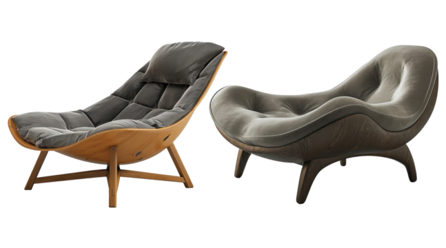 pack of two comfy armchair on transparent background