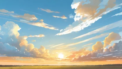  blue sky with clouds manga anime comic style generative ai © Adrian