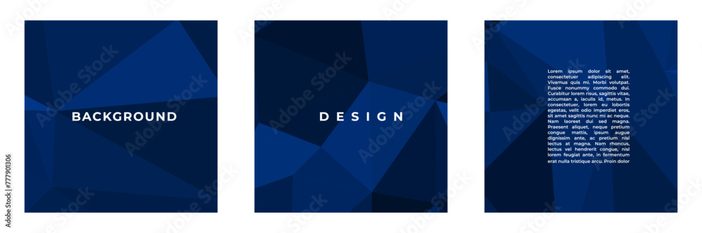 Aufkleber set of blue square background with abstract triangles suitable for cover social media post flyer template