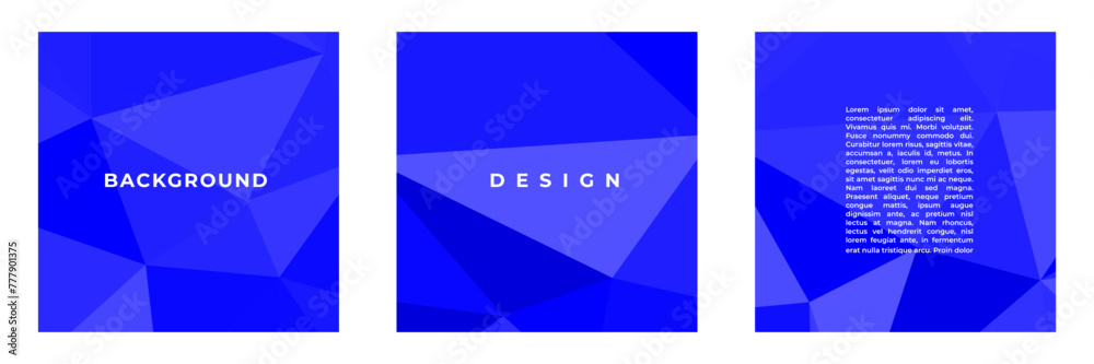Aufkleber set of blue square background with abstract triangles suitable for cover social media post flyer template