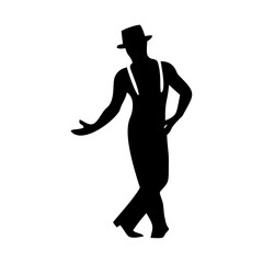 silhouette of a dancing man wearing a hat