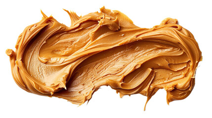 Peanut butter smeared in a crisscross pattern isolated on transparent white background - obrazy, fototapety, plakaty