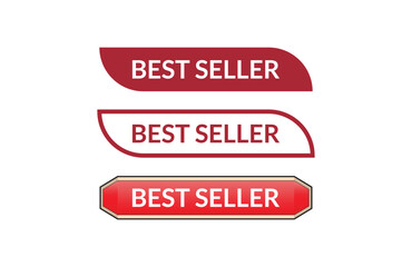 Best seller red ribbon label bannerset. Open available now sign or Best seller tag.