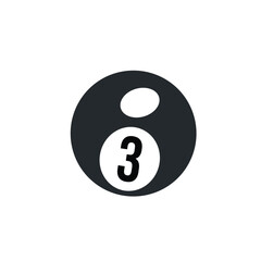 billiard ball 3 black icon in vector flat illustration.