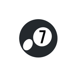 billiard ball 7 black icon in vector flat illustration.
