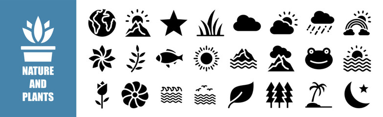 Nature and Plants icon set for design elements	