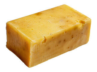 A yellow block of soap sits, cut out - stock png.