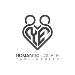 Couple love Heart symbol ALL letter logo icon design template. May be used in medical, dating, Valentines Day and wedding design.