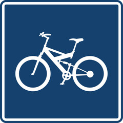 Fototapeta premium vía para ciclistas, señal color azul, pictograma, informativa, servicios generales, rectangular, rectangular informativo, icono, vector, azul, símbolo, información, silueta, ilustración, señales