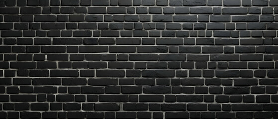 Brick wall of black color, wide panorama background