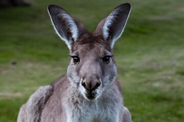 Fototapeta premium Close up kangaroo portrait captivates with direct, engaging gaze