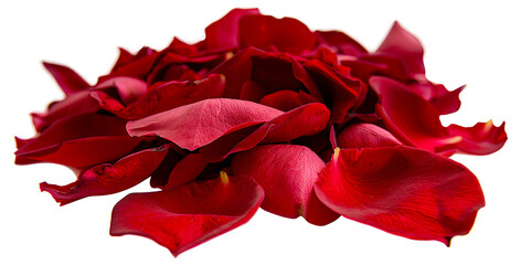 A close up of red flower petals, cut out - stock png.