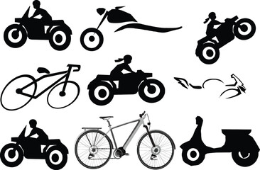 set of bikes vector art