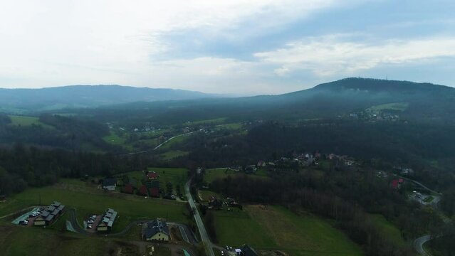 Timelapse Beautiful Landscape In Solina Bieszczady Aerial Poland