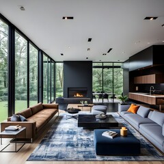 beautiful living room design by a architect in a modern house	