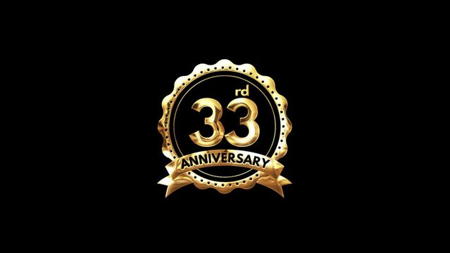 33rd Anniversary luxury Gold Animation. Greeting for the 33rd Anniversary. Luxurious Animation Celebrating 33 Years of Excellence