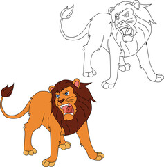 Lion Clipart Set. Cartoon Wild Animals Clipart Set for Lovers of Wildlife.
