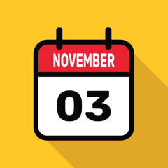 Calendar 03 November Vector illustration background design.
