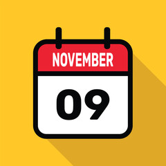Calendar 09 November Vector illustration background design.