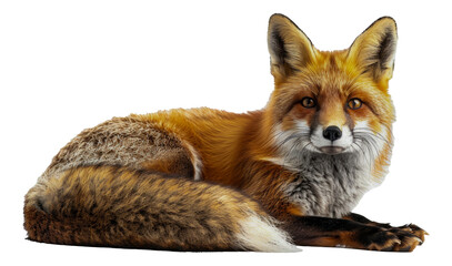 A fox is laying down, cut out - stock png.