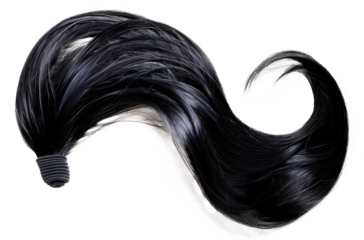 A long black hair with a ponytail, cut out - stock png.
