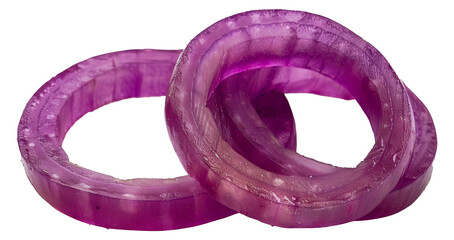 Two purple onion rings are shown, cut out - stock png.