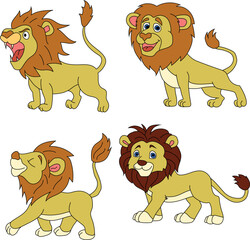 Lion Clipart Set. Cartoon Wild Animals Clipart Set for Lovers of Wildlife.