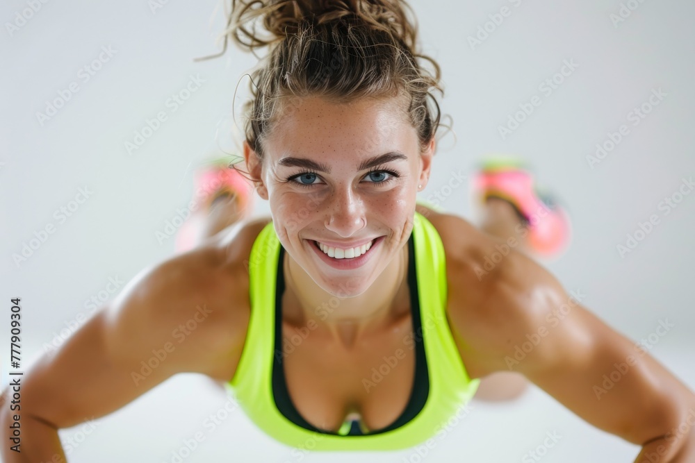 Sticker Woman Exercising With Exercise Equipment