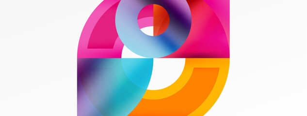 Round elements and circles geometric minimal composition background. Vector Illustration For Wallpaper, Banner, Background, Card, Book Illustration, landing page