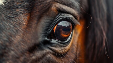 Majestic Gaze Close-Up of a Beautiful Horse Eye - obrazy, fototapety, plakaty