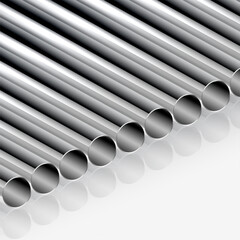 realistic metallic iron tube equipment background for construction